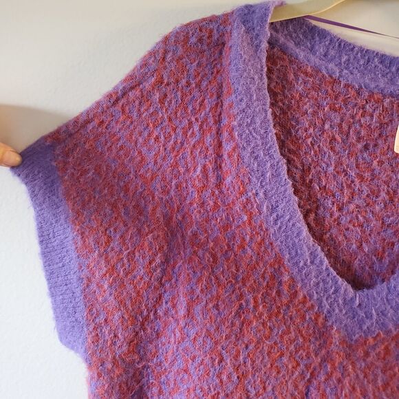 Free People Through The Motions V Neck Sweater Vest Supernova Combo XS Boxy Crop - Picture 11 of 16